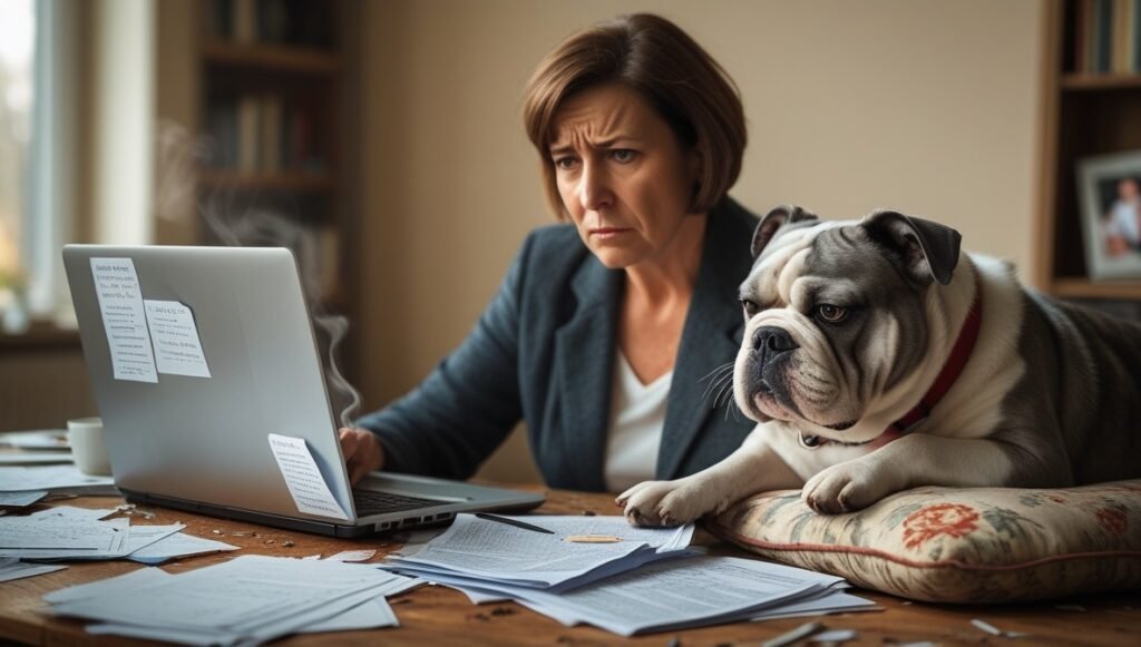 Pawsitive Coverage pet insurance success story with Sarah researching.